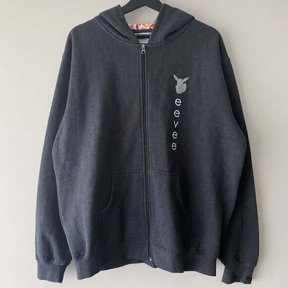 Pokémon Center 2016 Grey Multicolour Hood Eevee Evolutions Zip Up Hoodie - Picture 1 of 15